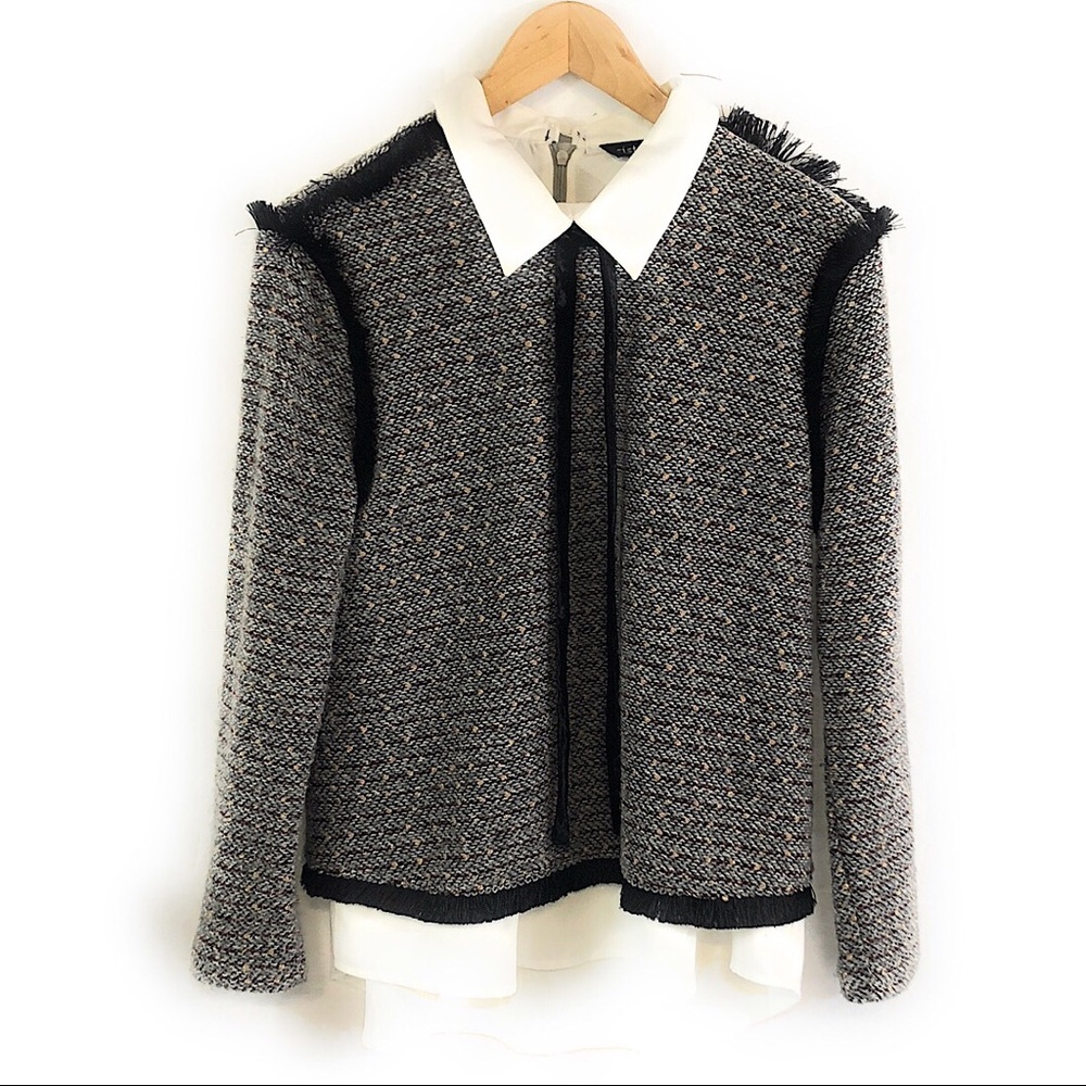 Sister Jane tweed oyster blouse Sz M